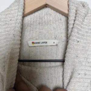 Marine Layer Womens Isla Knit Turtleneck Sweater S Cream Ribbed Donegal‎ Speckle thumbnail 4