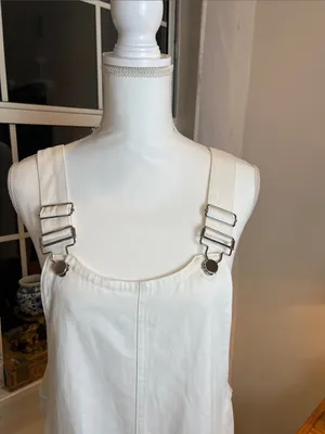 White shorts overalls with Buckle Straps size medium. thumbnail 2