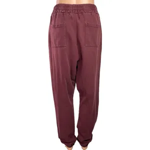 All Saints Women's Maroon High Waisted Tapered Leg Baggy Jogger Sweat Pants Sz S thumbnail 3
