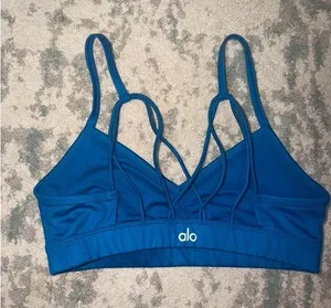 Alo Yoga Blue Strappy Criss Cross Back Sports Bra Size Small thumbnail 1