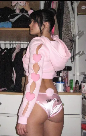 Dollskill Sugar Thrillz cut out heart sleeve baby pink crop hoodie sweater XS NEW thumbnail 1