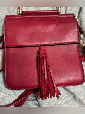 Red Leather Tassel Top-Handle Crossbody Bag thumbnail 2