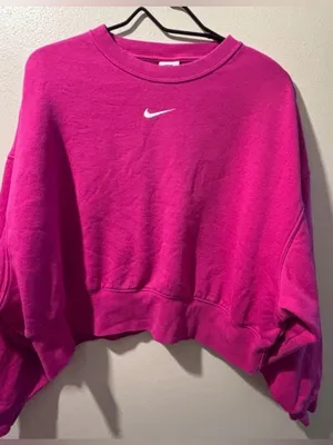 Nike Pink Swoosh Cropped Sweatshirt thumbnail 3