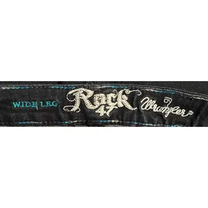 Wrangler Rock 47 Women's Wide Leg Dark Wash Denim Jeans Size 27 x 32‎ thumbnail 3