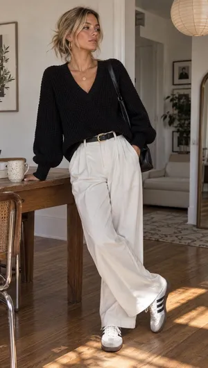 J.Crew Black Textured Knit Balloon Sleeve V-Neck Sweater L thumbnail 1