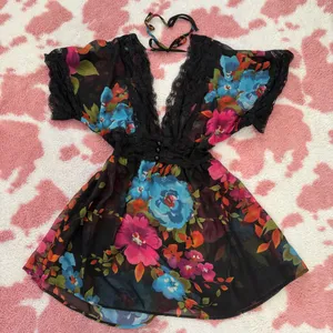 💐 Y2K-Inspired Sheer Floral Lace Tie-Back Babydoll Dress – Coquette Soft Girl Fairycore Small 💐 thumbnail 3