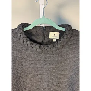 Tuckernuck Black Tweed Long Sleeve Jackie Dress Braided‎ Trim Small thumbnail 3