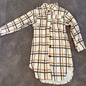 Plaid Longline Shacket Tan thumbnail 2