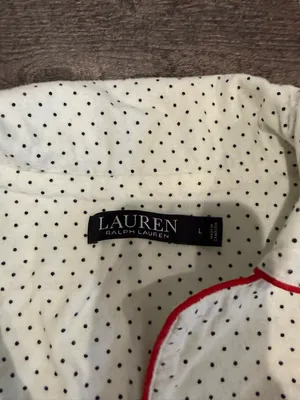 Lauren Ralph Lauren Polka Dot Button Up Pajama Long Sleeve Shirt thumbnail 3