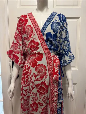 Farm Rio 100% Rayon Mixed Pineapple Garden Wrap Dress Size small thumbnail 3