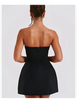 NEW Black Classic Strapless A-line Mini Lined Cocktail Dress S thumbnail 3