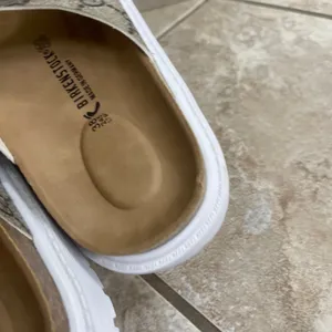 Birkenstock Arizona Platform Monogram Sandals Brown Tan White Lug Sole 38 L7 M5 thumbnail 7