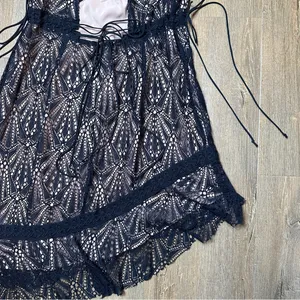 For Love & Lemons Bright Lights Mini Dress in Black Size Large Lace Asymmetrical thumbnail 9