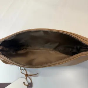 Missnine Faux Leather Cosmetic Bag Brown Zipper Pouch Travel Makeup Case NEW thumbnail 4