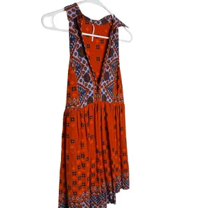 🔥 Free People Charlotte Rust Printed Tunic Tank Size‎ S Boho 🧡 thumbnail 4
