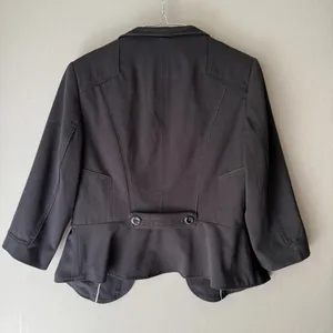 White House Black Market Office Siren Academia Peplum Button‎ Up Blazer 6 Black thumbnail 7