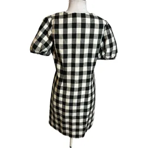 NWT Loft gingham check linen blend puff sleeve button down dress‎ Sz 6 petite thumbnail 3