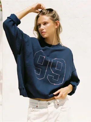 L*SPACE x Anthropologie SUDADERA LEGEND crewneck sweatshirt navy 1999 size M thumbnail 1