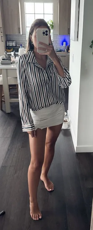 Shein Striped Button-Up Shirt (Size Medium) thumbnail 1