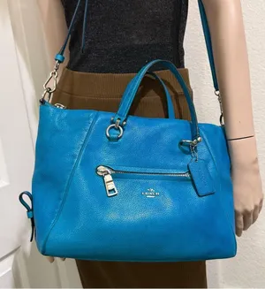 COACH Prairie Pebbled Leather Turquoise Color Satchel Crossbody RECOLORED! READ thumbnail 7