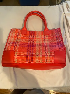Tory Burch Pink Plaid Tote thumbnail 3