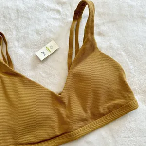 NWT Offline by Aerie Goals Light Tan Ribbed Padded Sports Bra - Size: Large thumbnail 2