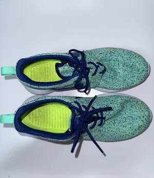 Nike Roshe Run ID Custom Sneakers Specked Seafoam Green Navy Athletic thumbnail 9