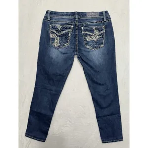 Miss Me Womens Skinny Jeans Medium Wash Embroidered Mid Rise Sz 31 thumbnail 4