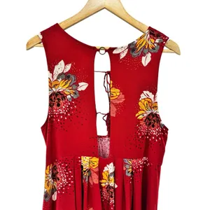 Free‎ People Lovely Day Floral Printed Red Boho Tunic Mini Dress Medium Flowy thumbnail 8