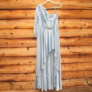 NWT Mac Duggal 49141 French Blue One Shoulder Flowy Gown Dress Size 6 thumbnail 8