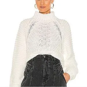 Free People Sweetheart Oversized Chunky Mock Neck Knit Sweater White Small $89 thumbnail 4