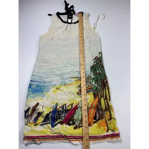 Juicy Couture Beach Print Dress Sleeveless Casual Sundress Black Trim‎ S thumbnail 3