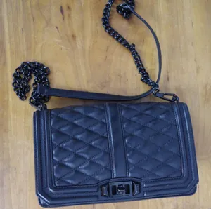 Rebecca Minkoff Black Quilted Leather Turnlock Closure Crossbody Purse thumbnail 3