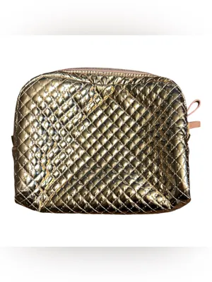 Vera Bradley Metallic Gold Quilted Cosmetic Makeup Bag thumbnail 2