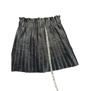 Zara Pleated metallic‎ pewter silver skort sz M thumbnail 5