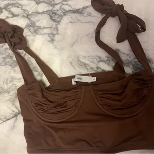 Adika Brown Tie Strap Crop Tank thumbnail 5