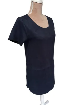 Mackenzie & Me Navy Faux Suede Short Sleeve Dress Womens Size Medium Made in USA thumbnail 7