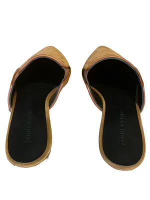 Jenni Kayne Handcrafted Cognac Brown Suede Leather Slide Mule Slides (36) thumbnail 5