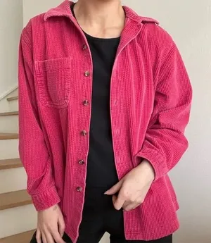 Vintage L.L. Bean Women’s Corduroy Shirt Jacket shacket in Pink/red size small thumbnail 1