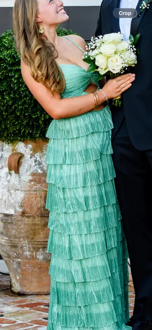 Dillard's Green sparkle prom formal dress thumbnail 2