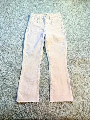 💥L’AGENCE Kendra High Rise Cropped Flare Jeans Blanc White Raw Hem Sz 24💛 thumbnail 3