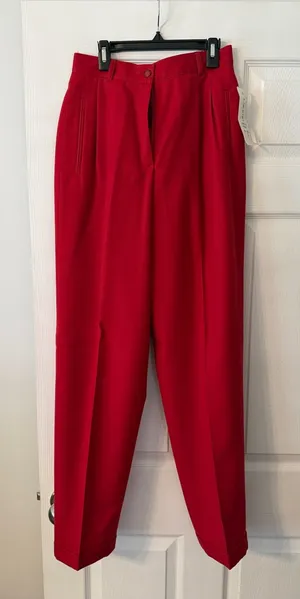 Liz Claiborne Red Women’s 100% Wool Dress Trousers - Classic Pleated Front thumbnail 1