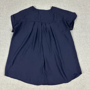 Athropologie‎ Pleione Blouse Womens M Blue Scoop Neck Short Sleeve Pleated Tunic thumbnail 7