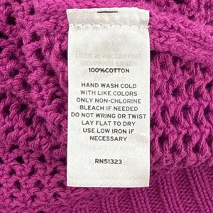 Halogen Open Stitch Cotton Crop Sweater Vest Size Large Magenta Crew Neck‎ thumbnail 8
