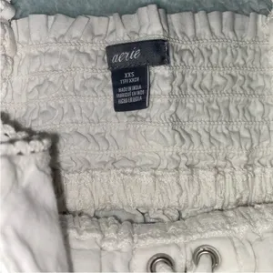 Aerie White Lace Up Eyelet Crop Cami Top thumbnail 4