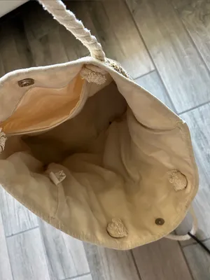 Rip Curl Beige and White Striped Rope Tote with Black Tassel thumbnail 7