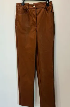 Artizia Wilfred The Melina Vegan Leather Pants Cognac Brown Womens Size 0 thumbnail 2