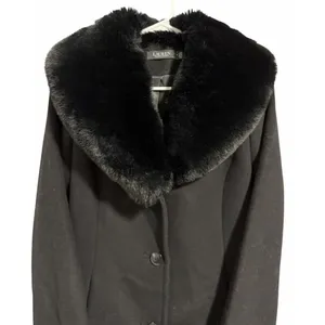 Lauren Ralph Lauren‎ Faux-Fur-Collar Wool Blend Coat Black Women's Size 4 thumbnail 3