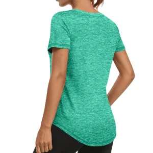 NWT ~ Green Workout Shirt V-Neck Quick Dry Athletic Loose Gym Running Top LARGE thumbnail 2
