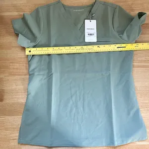 NWT sage green Mandala short-sleeve V-neck scrub Size S thumbnail 5